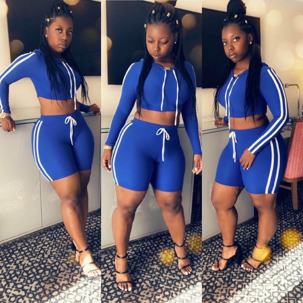 Small left Blue Biker Short Set - Picture 2 of 6